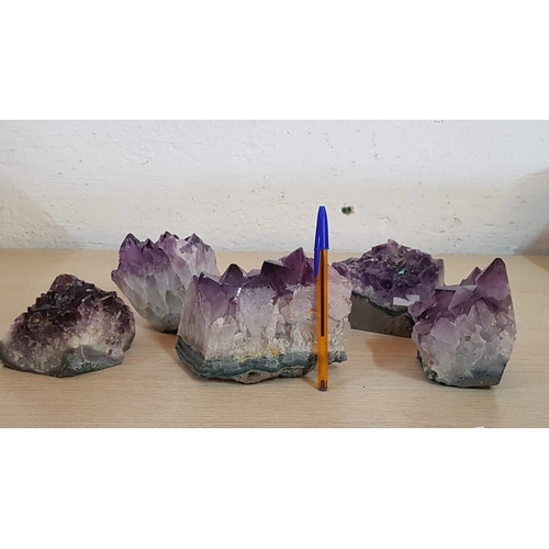 190 - Collection of 5 x Large Pcs of Amethyst Quartz Crystals, (Approx. 13-15cm each, 750g - 1.4kg Weight ... 