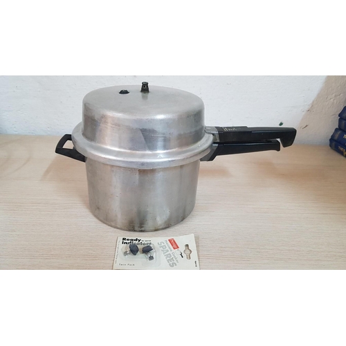 201 - 'Prestige' Pressure Cooker, Together with 'Pressure Cooker Spares' and 5-Tier Metal Kitchen Pan Stan... 