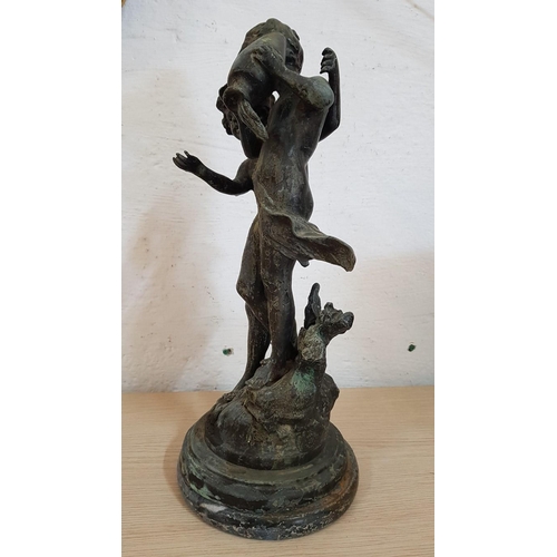 257 - Replica of Art Deco Aug. Moreau, Paris, 'Children with Water Vase' Metal Sculpture on Marble Base, (... 