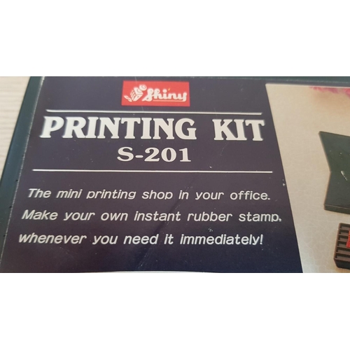 26 - Shiny Printing Kit, S-201, (DIY Rubber Stamp Kit), 4mm and 5mm Character Height, Boxed, Unused