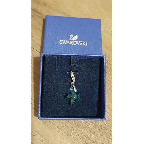 260 - Swarovski Jewellery; Blue Crystal 'Star' Charm with Lobster Clasp, and Green Crystal 'Butterfly' Pen... 