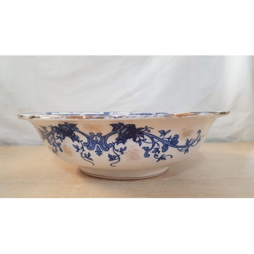 27 - WWR & Co of Staffordshire wash bowl and pitcher.  Oriental style, blue flow with gold highlights – b... 