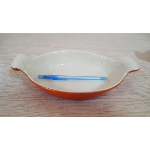 29 - Le Creuset Style Cast Iron Enameled Orange Dishes, (Approx. 20 x 15cm and 24 x 18cm), (2)