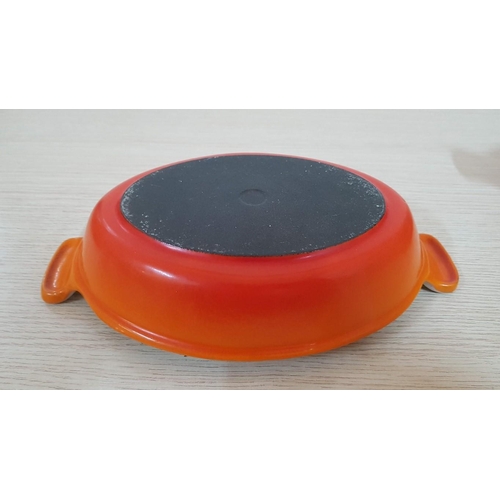 29 - Le Creuset Style Cast Iron Enameled Orange Dishes, (Approx. 20 x 15cm and 24 x 18cm), (2)