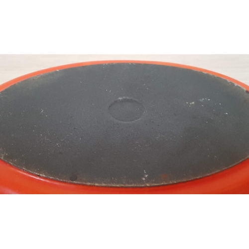 29 - Le Creuset Style Cast Iron Enameled Orange Dishes, (Approx. 20 x 15cm and 24 x 18cm), (2)