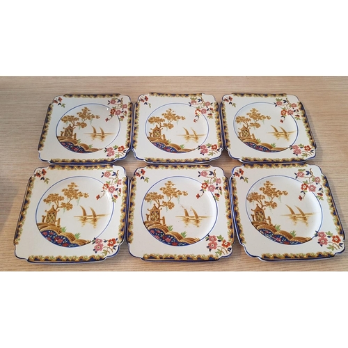 31 - Antique square Ivory Japanese style tea plates complete with matching sandwich plate – Tea plates – ... 