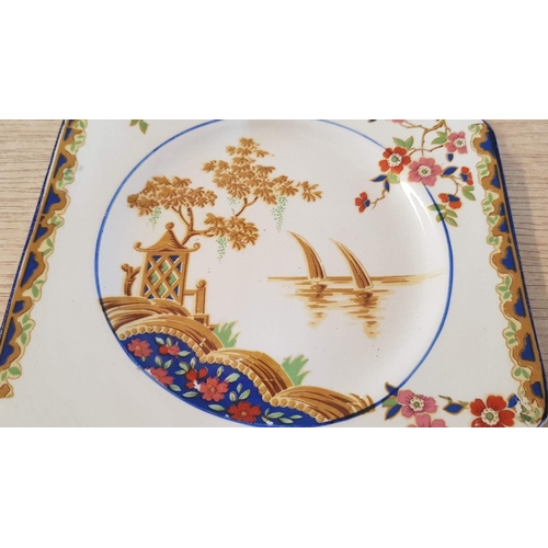 31 - Antique square Ivory Japanese style tea plates complete with matching sandwich plate – Tea plates – ... 