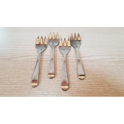 378 - Retro Style Sheffield (England) Flatware; 4 x Silver Plated Desert or Appetizer Forks and Stainless ... 