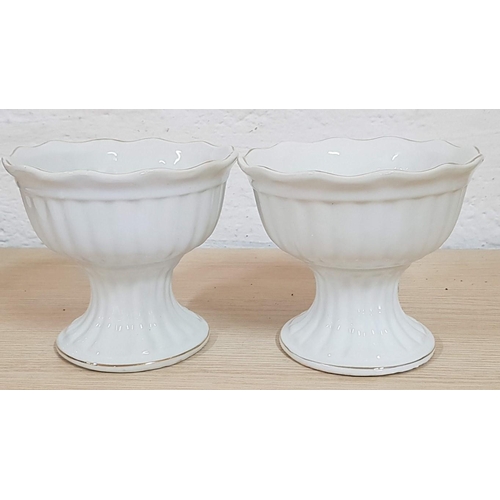 385 - Retro Pair of Porcelain Flower Pedestal Pots / Holders, Decorated with 3d Flowers and Gold Rim, (App... 