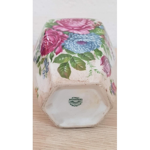 386 - Aurora Ceramic Floral Pattern Vase / Urn with Lid, (Made in Italy), (Approx. H: 23cm)