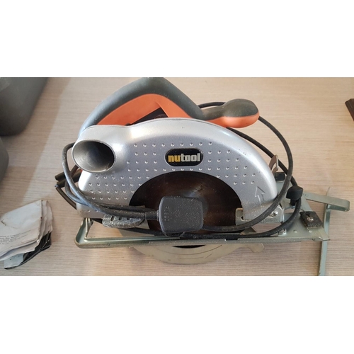 43 - ‘Nutool’ - NXPC – 1300 – 185 mm electric circular saw in box with instructions and  sawing guide .  ... 