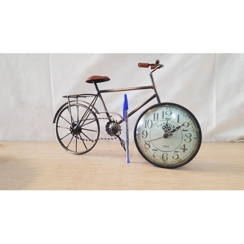 47 - Novelty free standing clock in the shape of a ‘Vintage Bicycle, new battery working when listed – 36... 