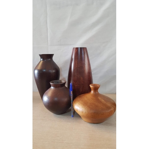 61 - 4 wooden vases – 28cm, 30cm, 16cm & 17cm