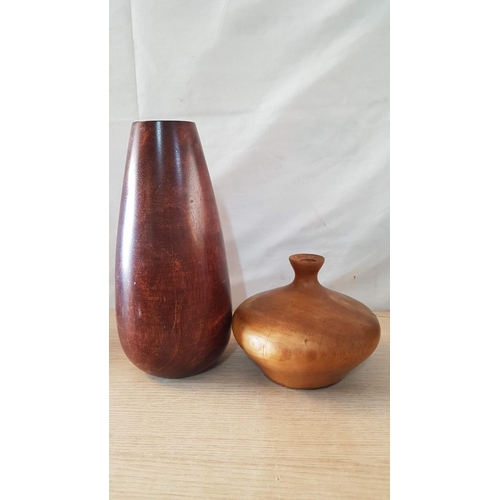 61 - 4 wooden vases – 28cm, 30cm, 16cm & 17cm