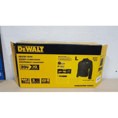 133 - Dewalt Black Men's Heated Soft Shell Jacket Kit Back (Size L), 3-Heat Zones, Wind & Water Resistant,... 