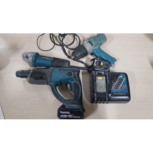 354 - Collection of Assorted Tools; Makita DHR202 18v Impact Drill, Makita 9557NBR Angle Grinder, Makita 6... 