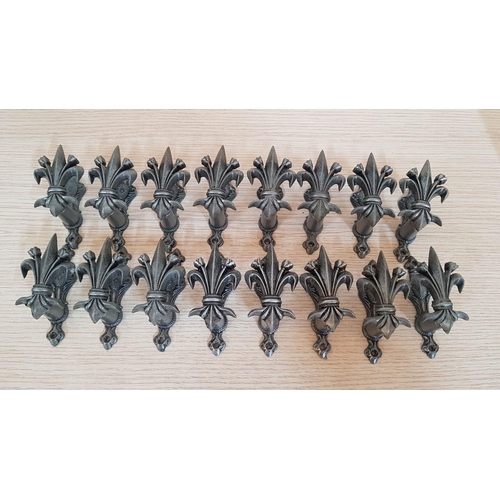 357 - 'Fleur De Lis' Expandable Sword Hangers, Collection of 16 Pcs, Cast Metal and Feature a Darkened Sil... 