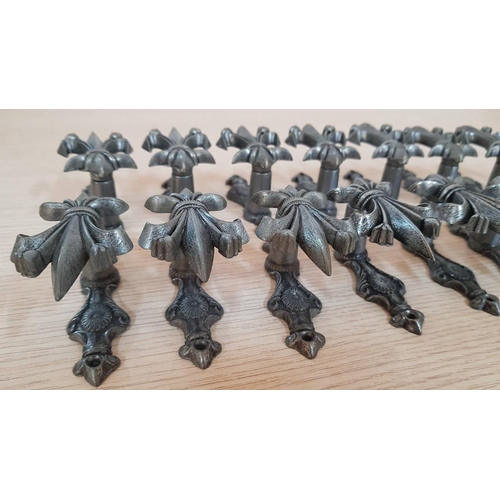 357 - 'Fleur De Lis' Expandable Sword Hangers, Collection of 16 Pcs, Cast Metal and Feature a Darkened Sil... 