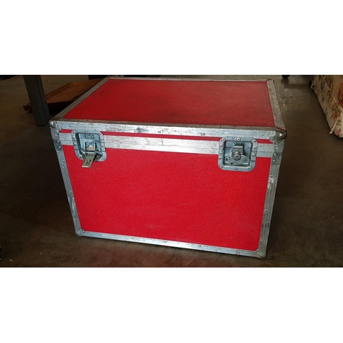 71 - Red, padded purpose built flight transport case with handles and clasps by Amptown Cases of Germany ... 