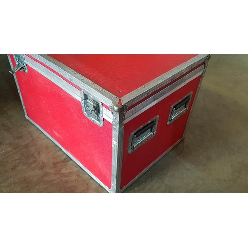 71 - Red, padded purpose built flight transport case with handles and clasps by Amptown Cases of Germany ... 