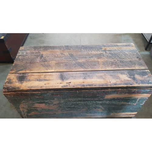 80 - Scratch built heavy wooden trunk with handles – 89cm x 43 x 44