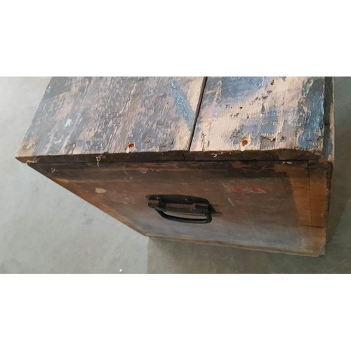 80 - Scratch built heavy wooden trunk with handles – 89cm x 43 x 44