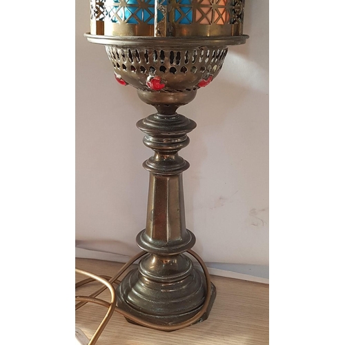 445 - Middle Eastern Moorish Pierced Slag Style Lamp, (Approx. H: 58cm), * Basic Test and Working *