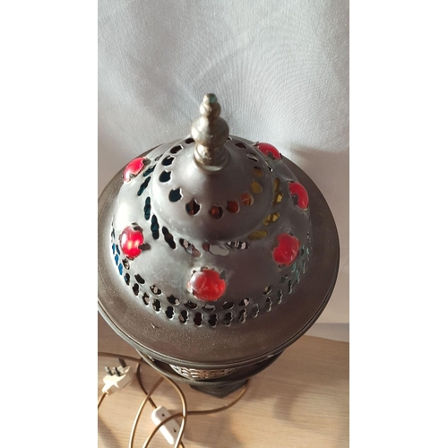 445 - Middle Eastern Moorish Pierced Slag Style Lamp, (Approx. H: 58cm), * Basic Test and Working *