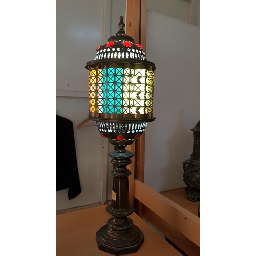 445 - Middle Eastern Moorish Pierced Slag Style Lamp, (Approx. H: 58cm), * Basic Test and Working *