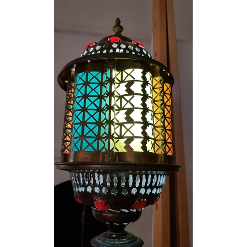 445 - Middle Eastern Moorish Pierced Slag Style Lamp, (Approx. H: 58cm), * Basic Test and Working *