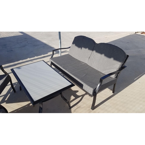 453 - Garden / Patio Set; Metal Frame 2 Seat Sofa and 2 x Matching Armchairs with Grey Seat & Backrest Cus... 