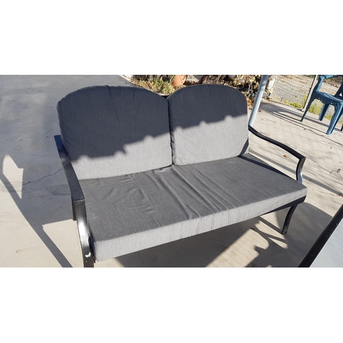 453 - Garden / Patio Set; Metal Frame 2 Seat Sofa and 2 x Matching Armchairs with Grey Seat & Backrest Cus... 