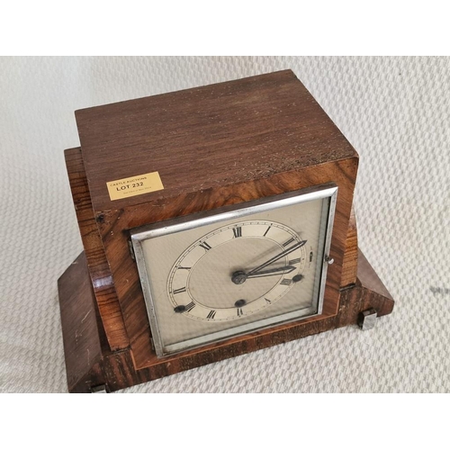 232 - Vintage Art Deco Style Wooden British Mantle Clock with Westminster Chime, Anvil 50741 Key Wound Mov... 