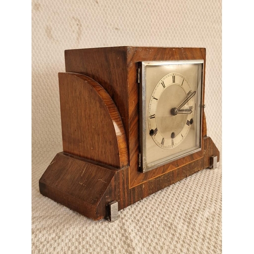 232 - Vintage Art Deco Style Wooden British Mantle Clock with Westminster Chime, Anvil 50741 Key Wound Mov... 