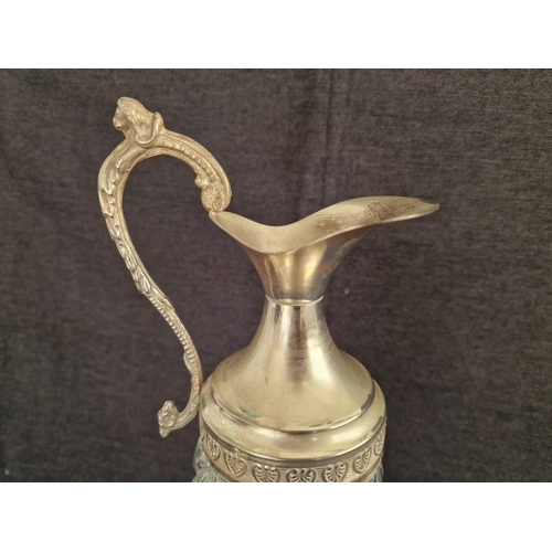 294 - Vintage Cut Glass Italian(?) Claret Jug / Wine Pourer, (Approx. H: 39cm), Nb. Missing Stopper