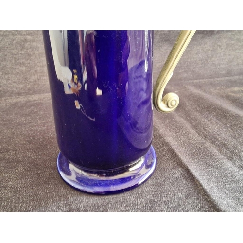 295 - Decorative Falstaff Cobalt Blue Colour Porcelain Claret Jug with Silver Plated Character Spout, Lid ... 