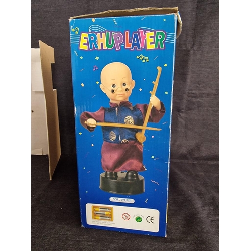 300 - Vintage Collectable Erhu Player in Original Box, Animated Moves & Plays Music, by Xinjili Toy Co, Lo... 