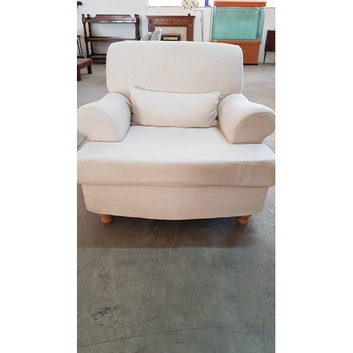 596 - Cream Fabric Armchair with Matching Lumbar Cushion