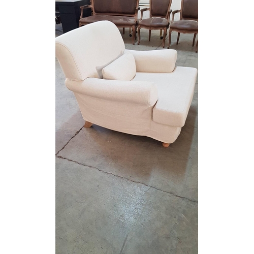 596 - Cream Fabric Armchair with Matching Lumbar Cushion