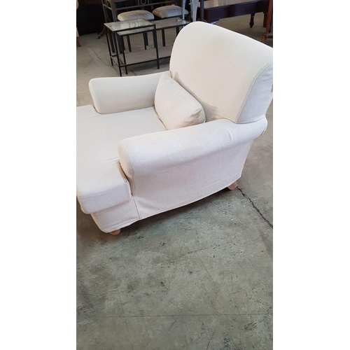 596 - Cream Fabric Armchair with Matching Lumbar Cushion