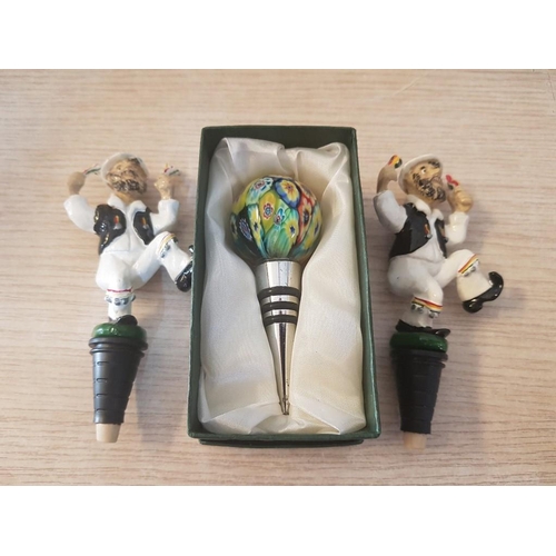 617 - Murano Glass Bottle Stopper, (Boxed), Together with 2 x Others, (3)