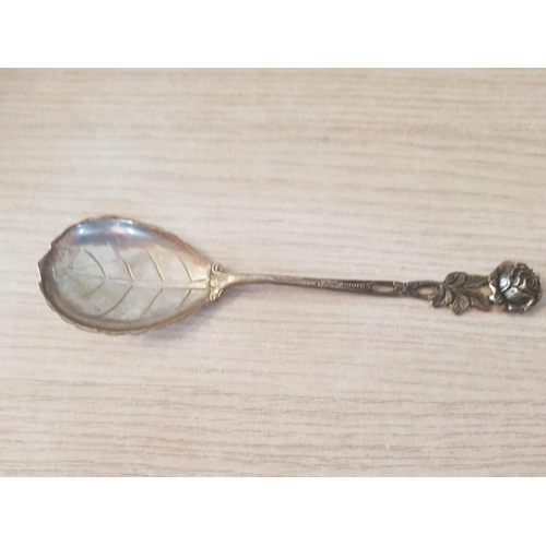 618 - Vintage Style Silver (800) Spoon with Floral Handle and Leaf Bowl