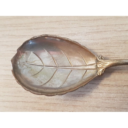 618 - Vintage Style Silver (800) Spoon with Floral Handle and Leaf Bowl