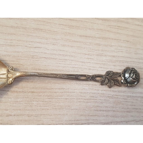 618 - Vintage Style Silver (800) Spoon with Floral Handle and Leaf Bowl