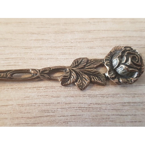 618 - Vintage Style Silver (800) Spoon with Floral Handle and Leaf Bowl