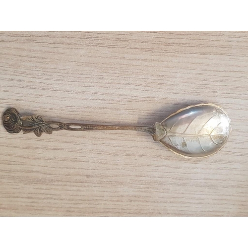 618 - Vintage Style Silver (800) Spoon with Floral Handle and Leaf Bowl