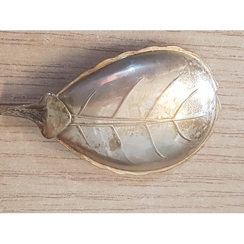 618 - Vintage Style Silver (800) Spoon with Floral Handle and Leaf Bowl