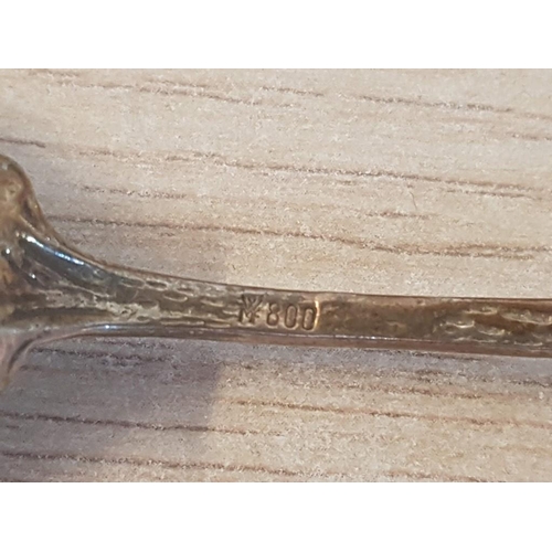 618 - Vintage Style Silver (800) Spoon with Floral Handle and Leaf Bowl