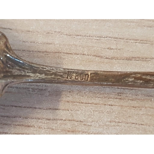 618 - Vintage Style Silver (800) Spoon with Floral Handle and Leaf Bowl