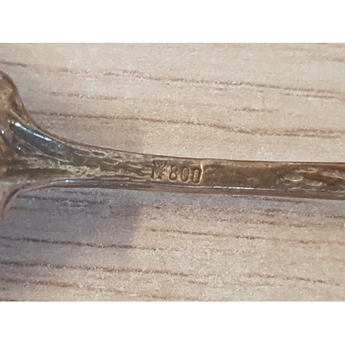 618 - Vintage Style Silver (800) Spoon with Floral Handle and Leaf Bowl